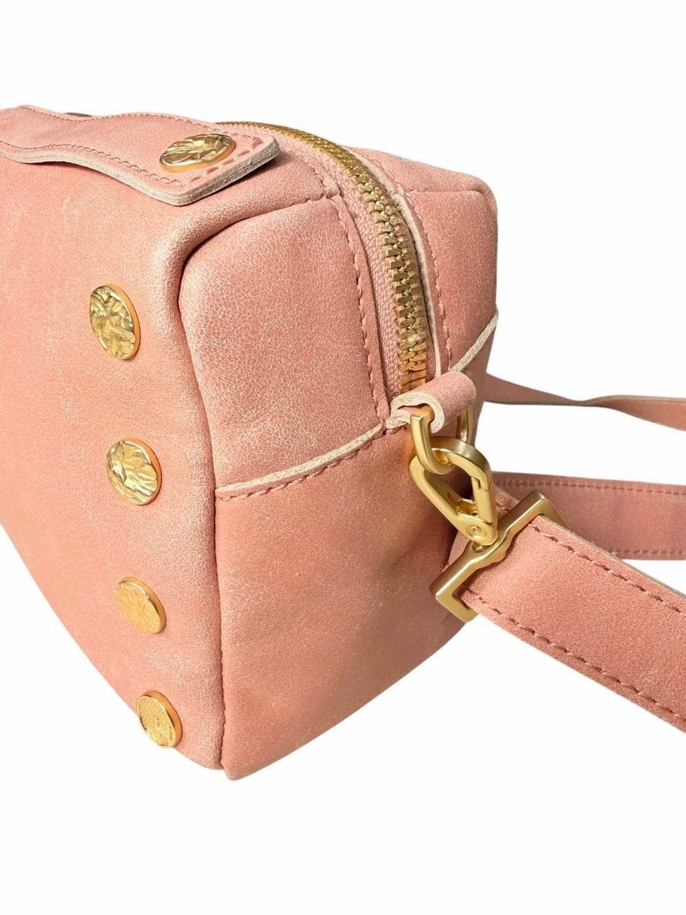 Hammitt Coral Pink Leather Crossbody Bag with Gold Studs - Picture 6 of 7